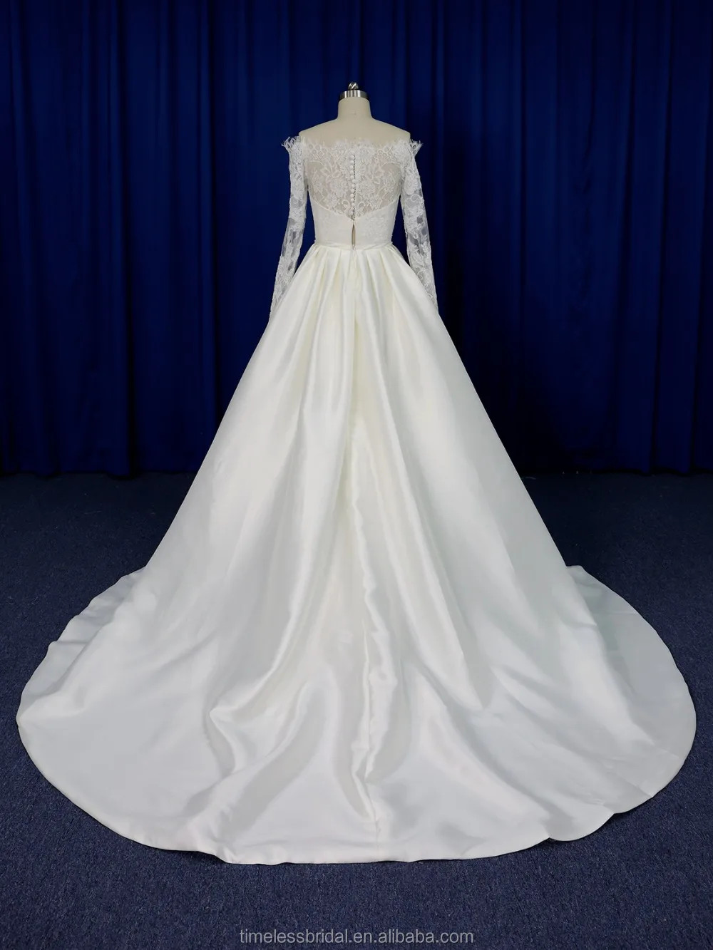 long sleeve mikado wedding dress