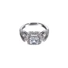 Simple design large square crystal wide engagement ring