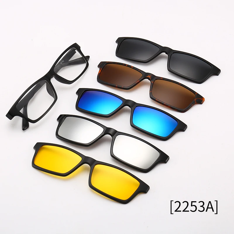 5 In 1 Retro Round Magnetic Polarized Clip On Driving Sunglasses Eyeglass Frames Buy Clip On 