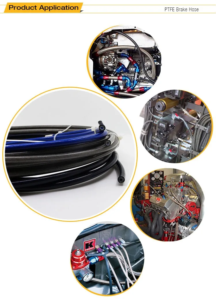 Sae J1401 Stainless Steel Wire Braided Ptfe Brake Lines Fuel Hose For