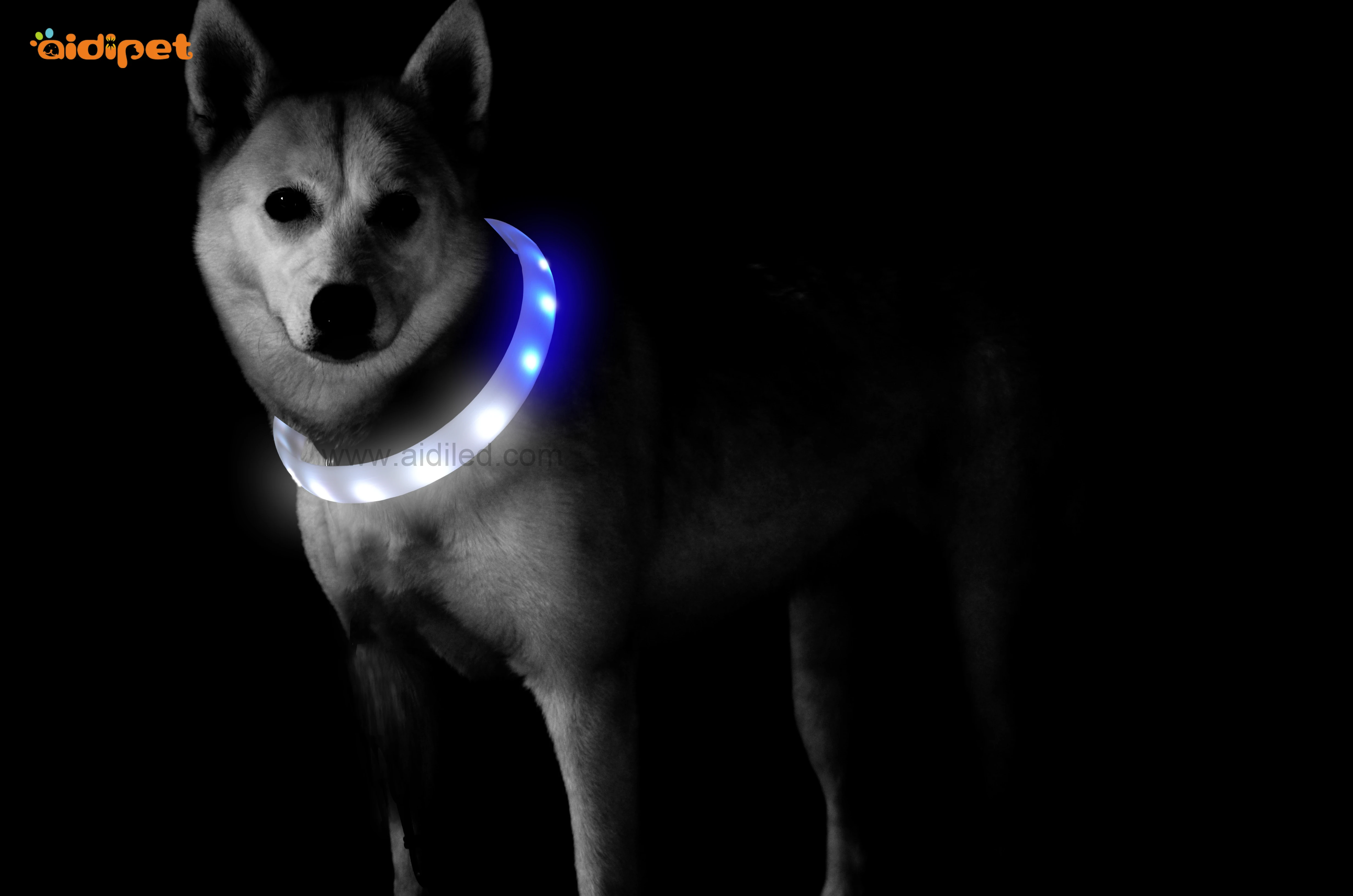 RGB Led DogCollar Large Battery Capacity Coloful Shining Collar for Dogs Free Size to Cut USB Rechargeable