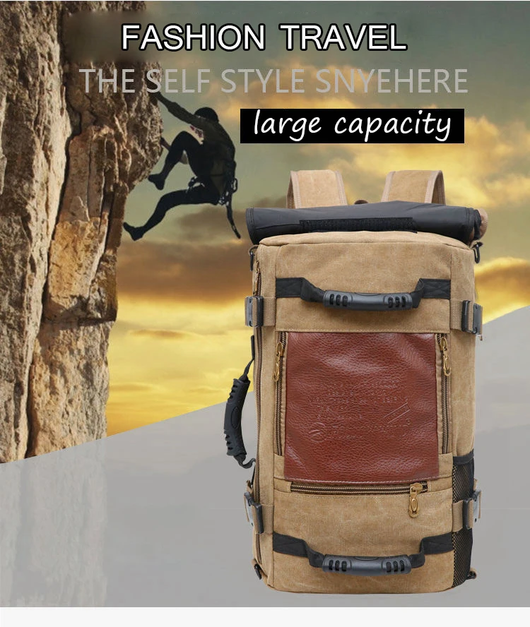 Large Capacity Men Travel Bag Out Mountaineering Backpack Canvas Bucket Shoulder Bags Male Out Door Travel Backpacks