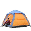 3-4 person polyester double layerl orange color pointed spire quadrilateral camping tent