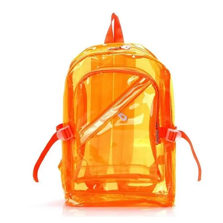 wholesale summer Eco-Friendly waterproof beach Clear PVC Multi-pockets School backpack transparent bag