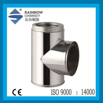 Ce Double Wall Stainless Steel Chimney 90 Degree Tee Chimney Flue