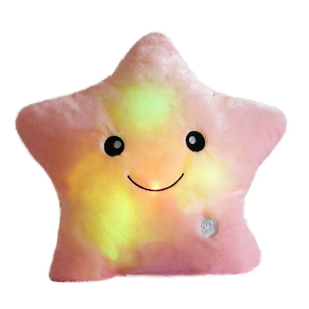 Tickos Plush Pillow Night Light LED Star Pillow Creative Glowing Stuffed Toy Toys Gift for Christmas (Pink)