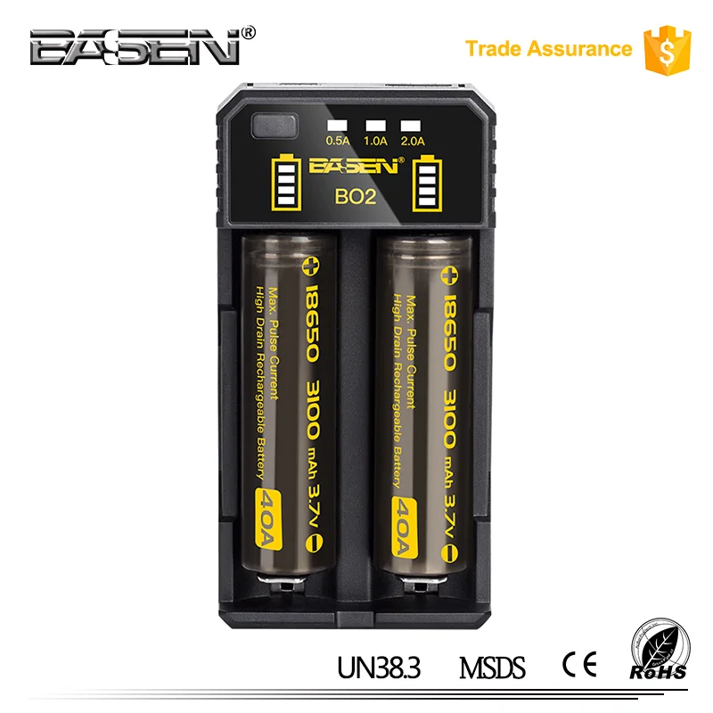 Basen BD2 LCD 2 Channel Compact 2A FAST Charger 21700 20700 26650 18650 Battery