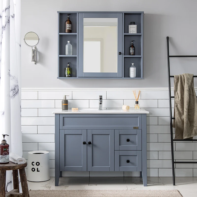 European basin vanities Simple Bathroom Furniture cabinets with mirror