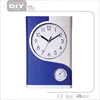 Rectangle wall clock with time and thermometer dial for kitchen