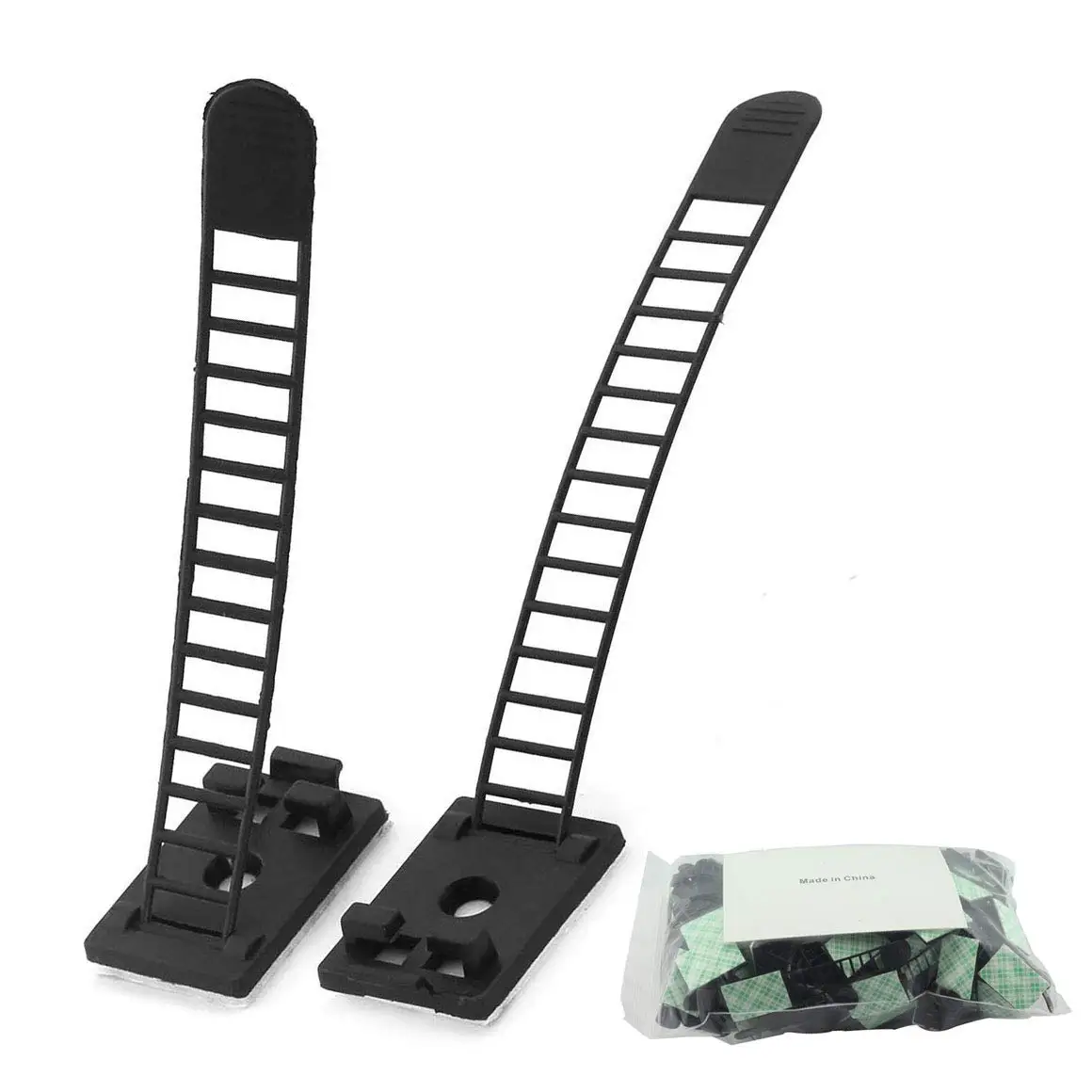 black adhesive cable clips