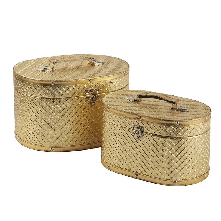 Different shape bling golden vintage wooden suitcase travel box 