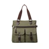 High end army green fashion canvas casual handbags business men hand bags