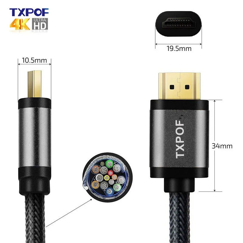 Manufacturer Male to Male 24K Gold Plated OFC 4K and 3D Braided HD PS4 HDMI Cable - ANKUX.COM