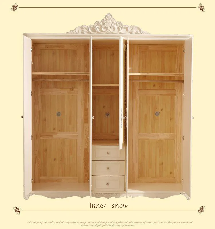 four door wardrobe antique European whole wardrobe French bedroom furniture wardrobe p10157