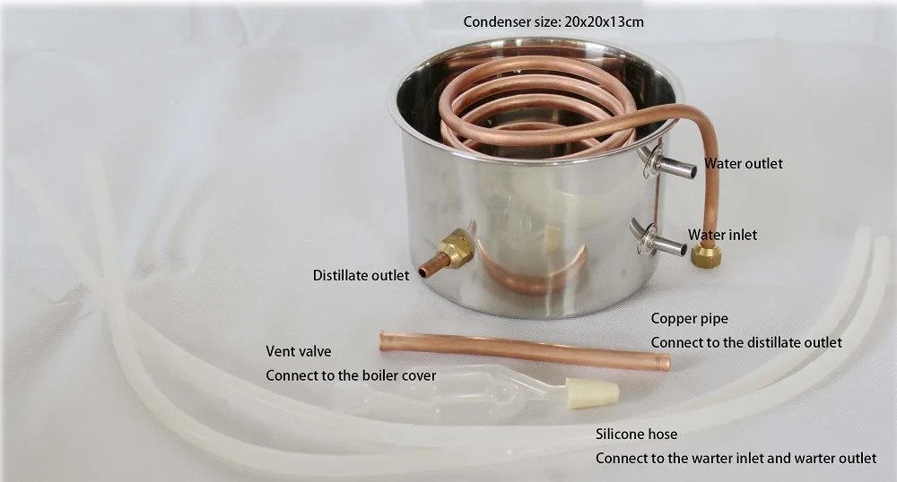 8gal/30l Distilling Equipment Stainless Steel Copper Pipe Home Alcohol Distiller Water Oil Vodka