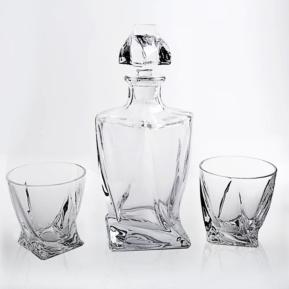 European Style Unique Wine Decanter Set Glassware Leadfree Twist