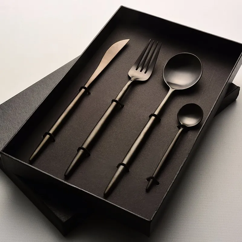 Factory Direct Matte Black Handle Cutlery Set Gift Set Buy Matte