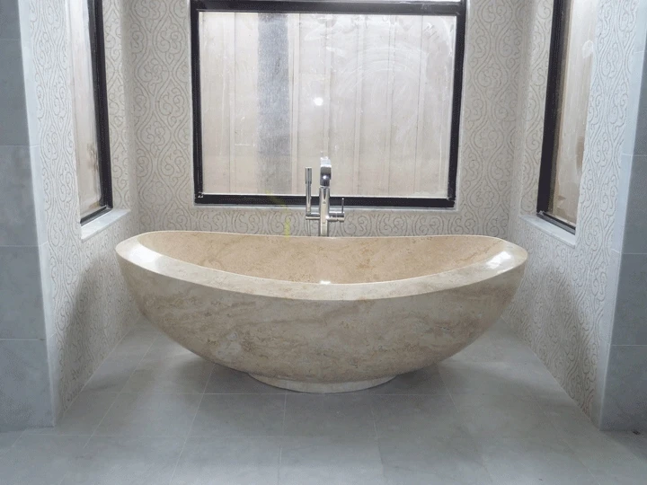 定制养石中国天然白色大理石浴缸