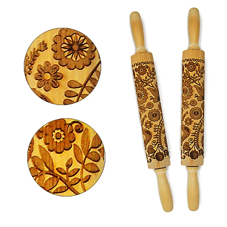 Wooden Texture Mud Pressed Roller Pattern Roller Rod Embossed