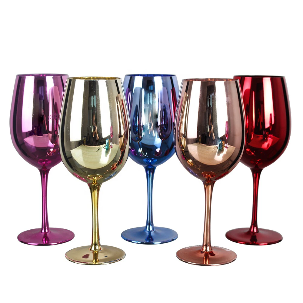 Wedding Silver Pink Rose Gold Electroplated Mirror Wine Goblets Glass