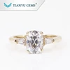 Tianyu gems Customized 14k/18k yellow gold ring 6*8mm cushion old mine cut moissanite engagement ring