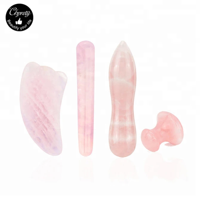 2018 New Arrival Pink Natural Rose Quartz Facial Jade Roller Crystal Guasha Stone Massage Tool