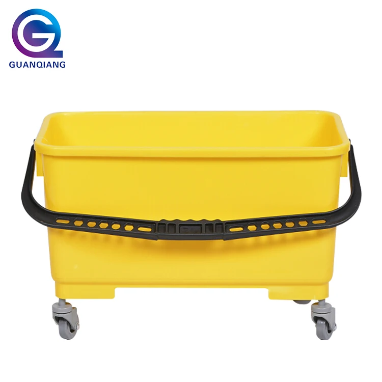 Yellow Color Cheap Square Plastic Clean Bucket With Wheels Buy Plastic Bucket With Wheels