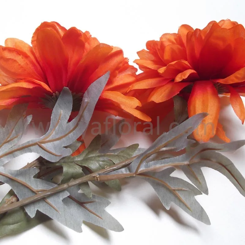 Orange Artificial Flowers Long Stem Realistic Looking Dahlia Silk Head