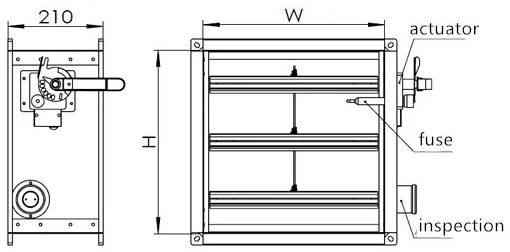 Rectangular Galvanized Steel HVAC Air Duct Electric Fire Damper ...