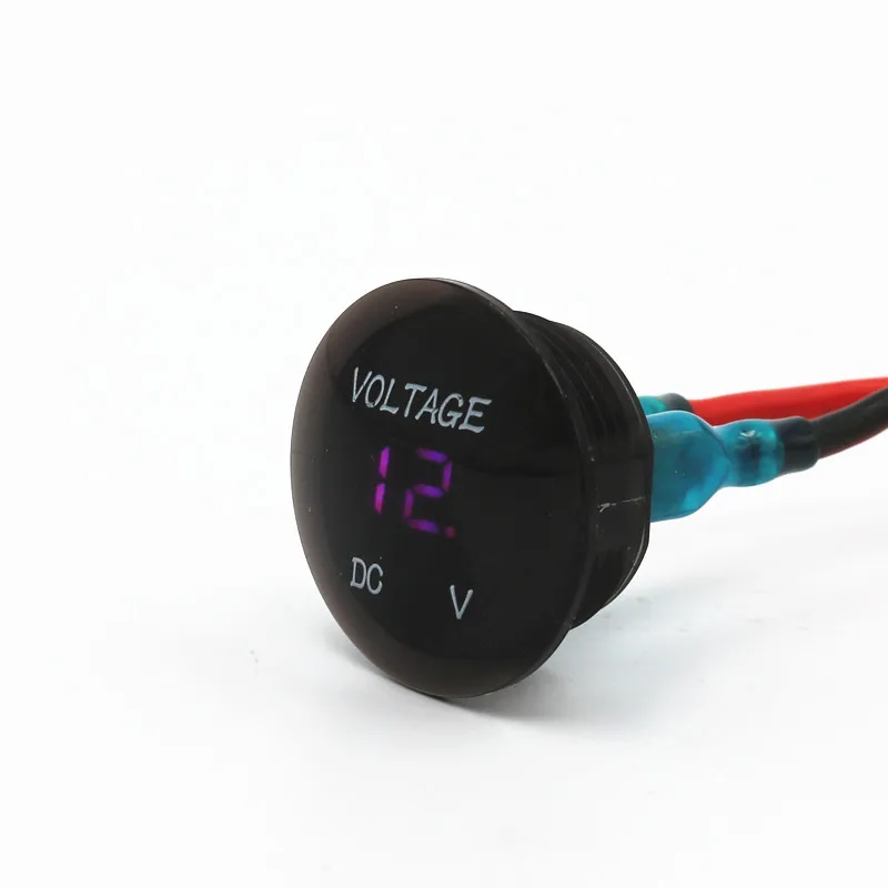 KIMISS Motorcycle LED Voltmeter,Round Waterproof Motorcycle LED Digital Voltage Meter Tester Monitor Display Voltmeter 12V