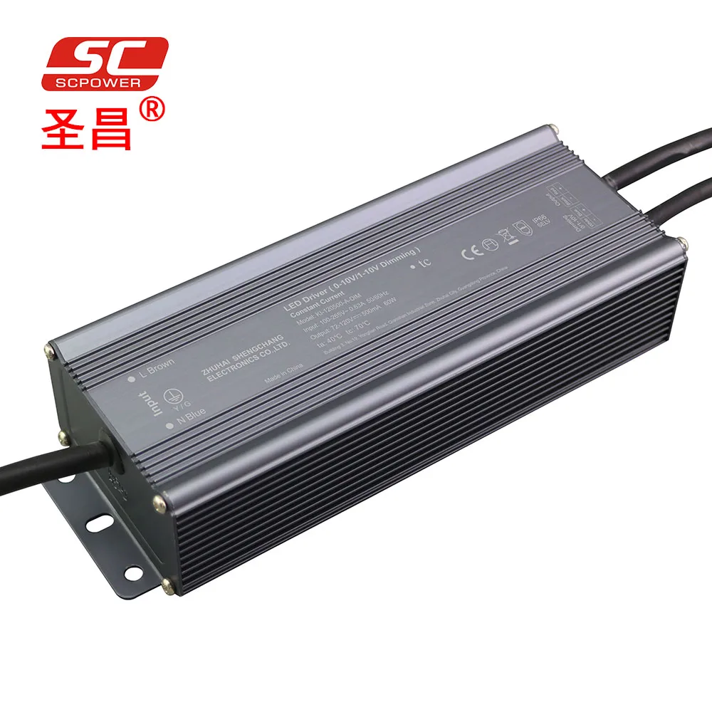 60w 0-10v dimmable waterproof led driver 1400ma for led strip lights