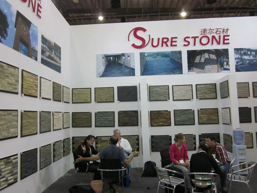 Black Slate outdoor tiles/stack stone mesh tile/ledge stone wall tile