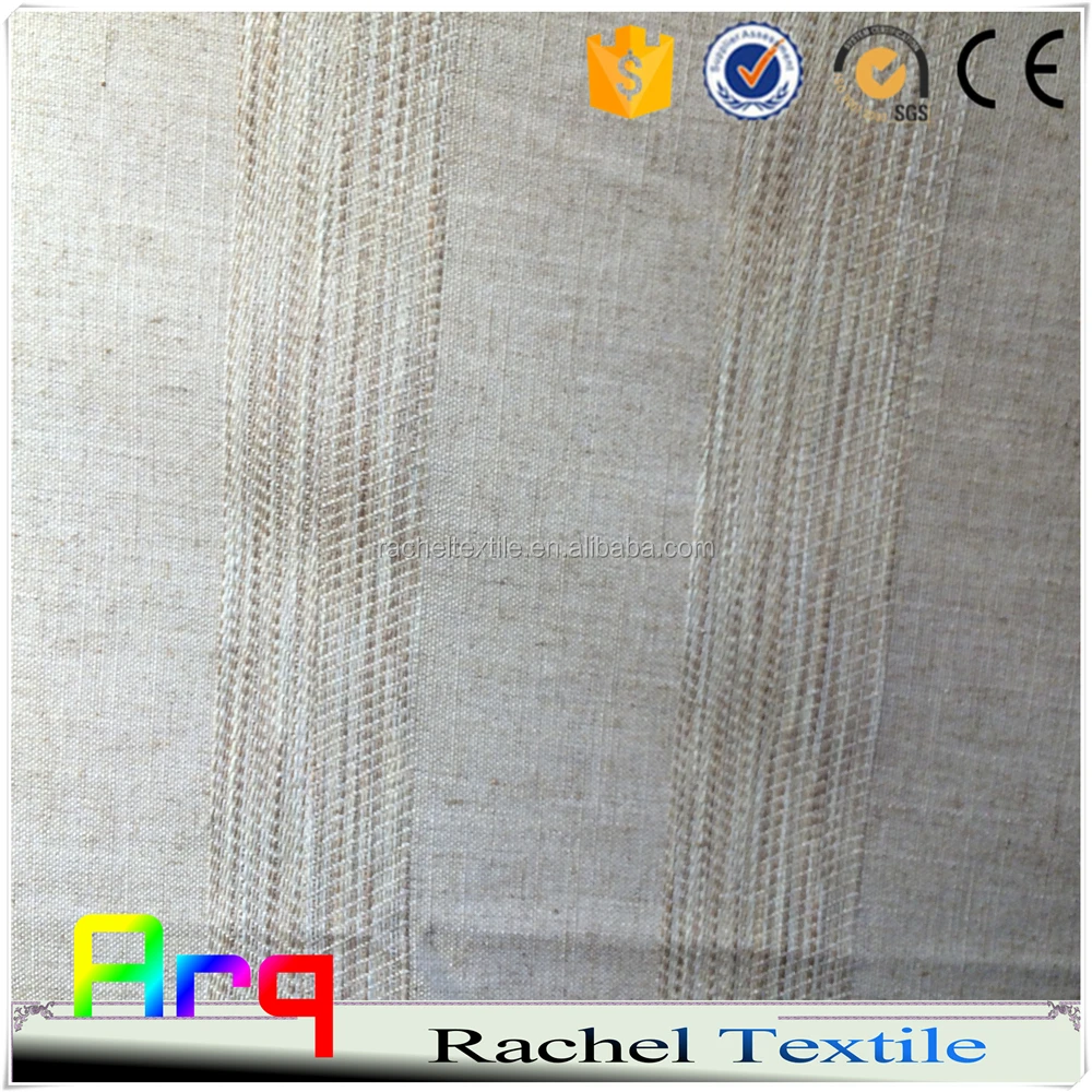 Linen Polyester Blend Stripe Curtain Design Light Color French Linen Polyester Blend Stripe Curtain Design Light Color French Style Fabric