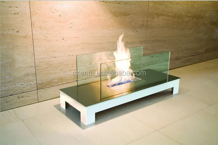 Convinient Outdoor Modern Freestanding Steel Ethanol Fireplace