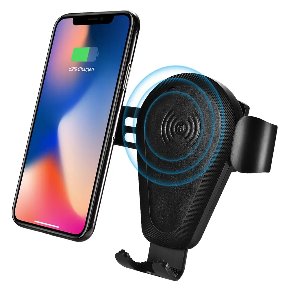 Color : Black Jiabei Fast Charging Wireless Charging Bracket Multi-Function QI Charging Air Outlet Mobile Phone Bracket Car