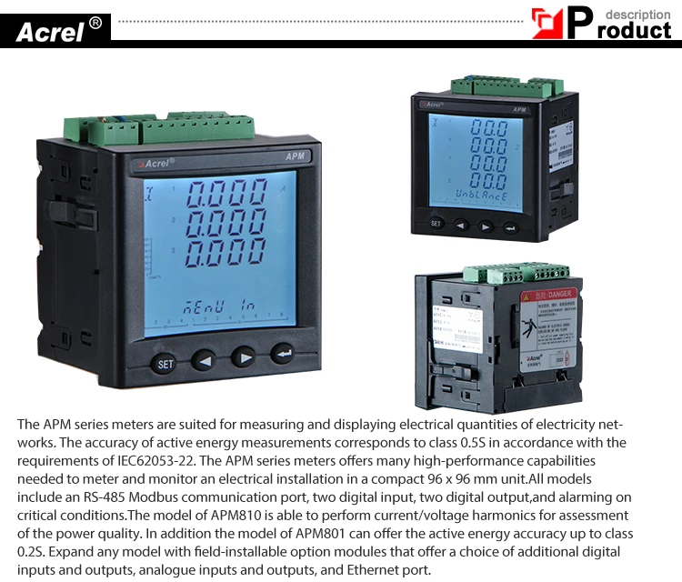 External Ct Connected Three Phase Multifunction Energy Meter Rs485 ...