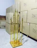 10 arms square base gold candlesticks wedding floor candelabra with hurricanes on the top