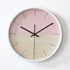 12 inch Creative Pink Wood Two Color Plastic Quartz No Numbers Wall Clock