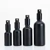 Free samples 10ml 30ml 100ml matt black glass frosted perfume bottle with pump spray cap wholesales