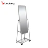 cheap price white color metal tube wheel stand dressing mirror
