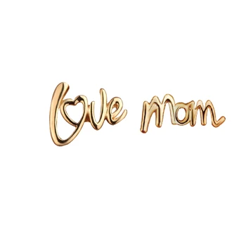 Letters Love Mom Yiwu Brand Jewelry Heart Stud Earring Rose Gold Letters Love Mom Yiwu Brand Jewelry Heart Stud Earring Rose Gold Elegant Women Fashion Costume Earrings