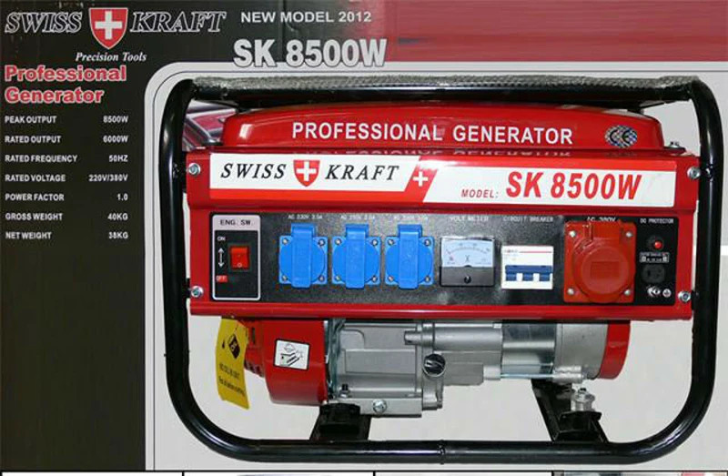 Generator pro. Бензогенератор 8,5кв Swiss Kraft. POWERTECH pt6500w. Professional Generator w8500. Бензиновый Генератор sk8500w характеристики.