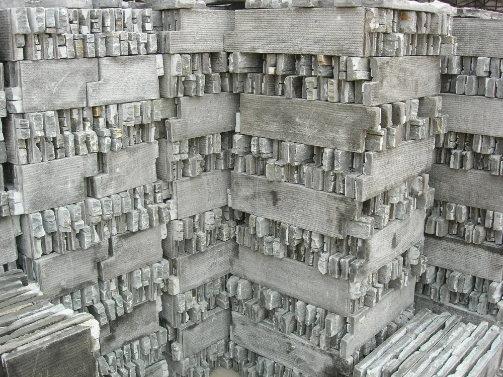 decorative Gray Limestone Cultured Wall Stone Panel with cement or iron mesh back CZ-N101