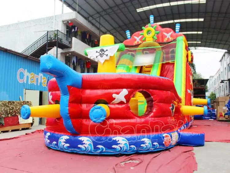 Pirate Ship Sail Inflatable Slide Bouncy Castle Playground For Kids For Sales