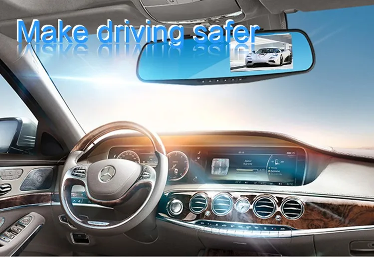 Full HD 1080P Dash Cam Auto 4.3 inch Rearview Mirror Digital Video Recorder Dual Lens Car Dvr Camera