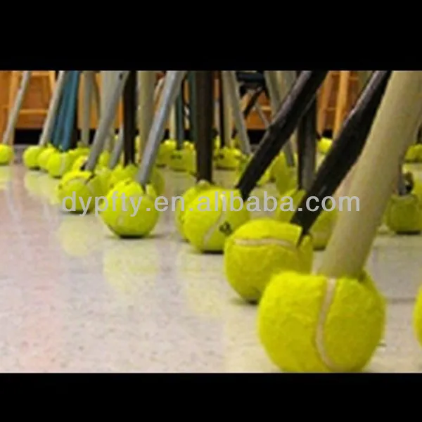 yellow cut chair leg tennis ball