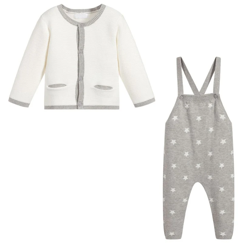 Manufacturer Custom Print Design Winter Cartoon Knitted Cotton Kids Clothing Set For Boy Girl