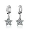 Fashion Women 925 Silver Zircon Star Pendant Hoop Earrings For Baby Gril Child Female Loop Huggies Earring Aros Jewelry