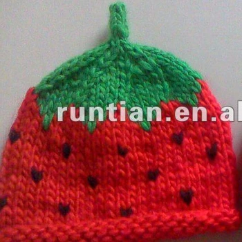 knitted strawberry hat