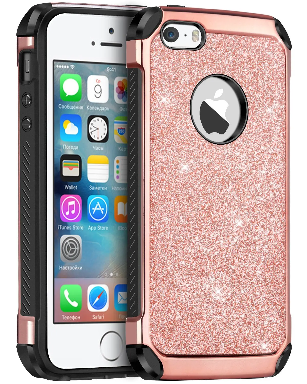Buy Iphone Se Case Iphone 5s Case Bentoben Iphone 5 Case 2 In 1 Glitter Bling Hybrid Hard Pc Cover Coat Shiny Faux Leather Shockproof Tpu Bumper Protective Phone Case For Girls